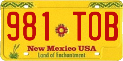NM license plate 981TOB