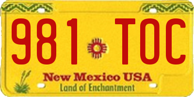 NM license plate 981TOC