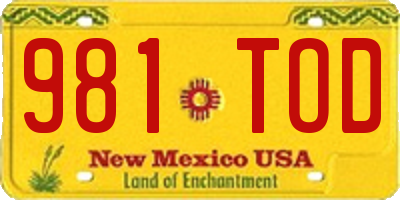 NM license plate 981TOD