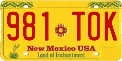 NM license plate 981TOK