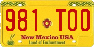 NM license plate 981TOO