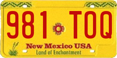 NM license plate 981TOQ