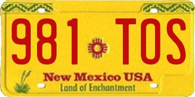 NM license plate 981TOS