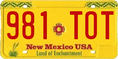 NM license plate 981TOT