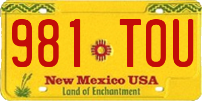 NM license plate 981TOU