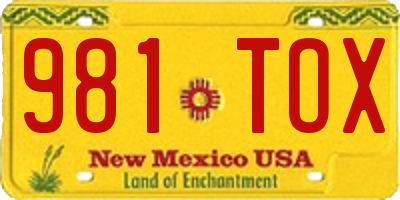 NM license plate 981TOX