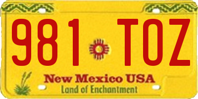 NM license plate 981TOZ
