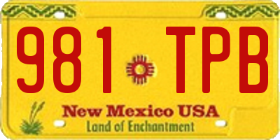 NM license plate 981TPB