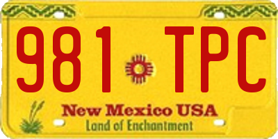 NM license plate 981TPC