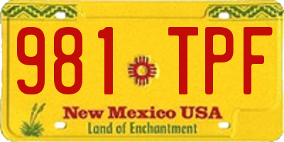 NM license plate 981TPF