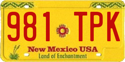 NM license plate 981TPK