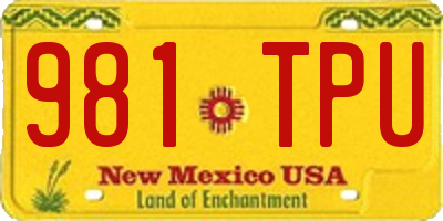 NM license plate 981TPU