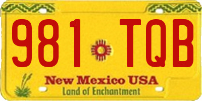 NM license plate 981TQB
