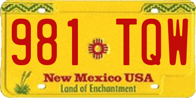 NM license plate 981TQW