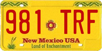 NM license plate 981TRF