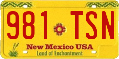 NM license plate 981TSN