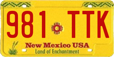 NM license plate 981TTK