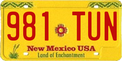 NM license plate 981TUN