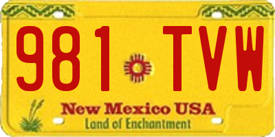 NM license plate 981TVW
