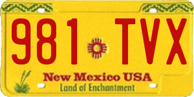NM license plate 981TVX
