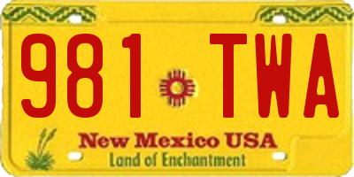 NM license plate 981TWA