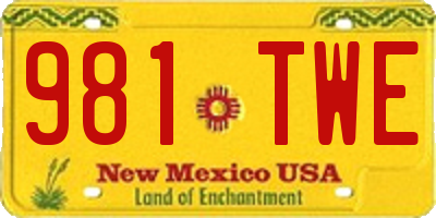 NM license plate 981TWE