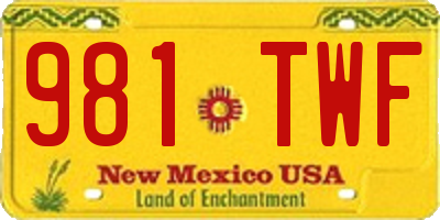 NM license plate 981TWF