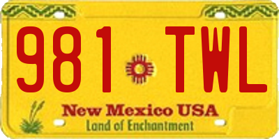 NM license plate 981TWL