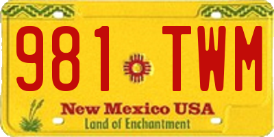 NM license plate 981TWM