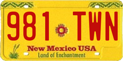 NM license plate 981TWN