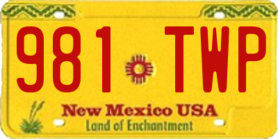 NM license plate 981TWP
