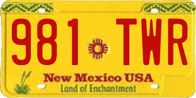 NM license plate 981TWR