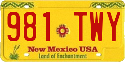 NM license plate 981TWY