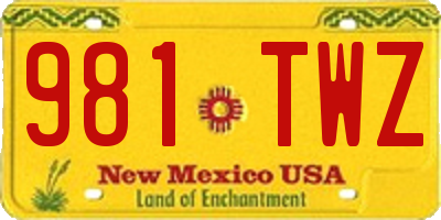 NM license plate 981TWZ