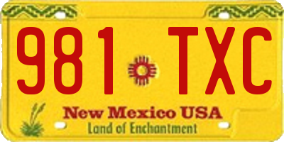 NM license plate 981TXC