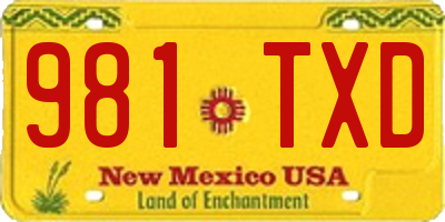 NM license plate 981TXD