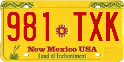 NM license plate 981TXK