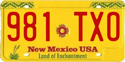 NM license plate 981TXO