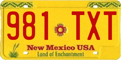 NM license plate 981TXT