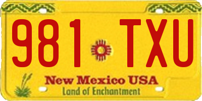 NM license plate 981TXU