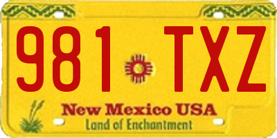 NM license plate 981TXZ