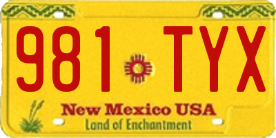 NM license plate 981TYX