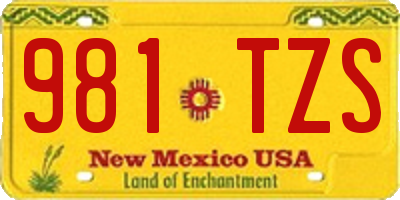 NM license plate 981TZS