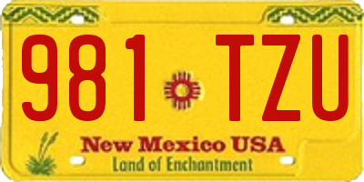 NM license plate 981TZU