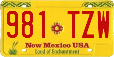 NM license plate 981TZW