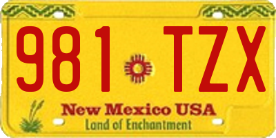 NM license plate 981TZX