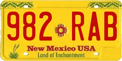 NM license plate 982RAB