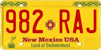 NM license plate 982RAJ