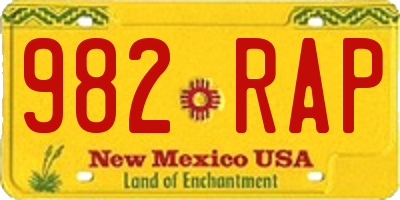 NM license plate 982RAP