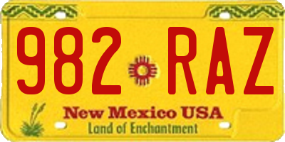 NM license plate 982RAZ